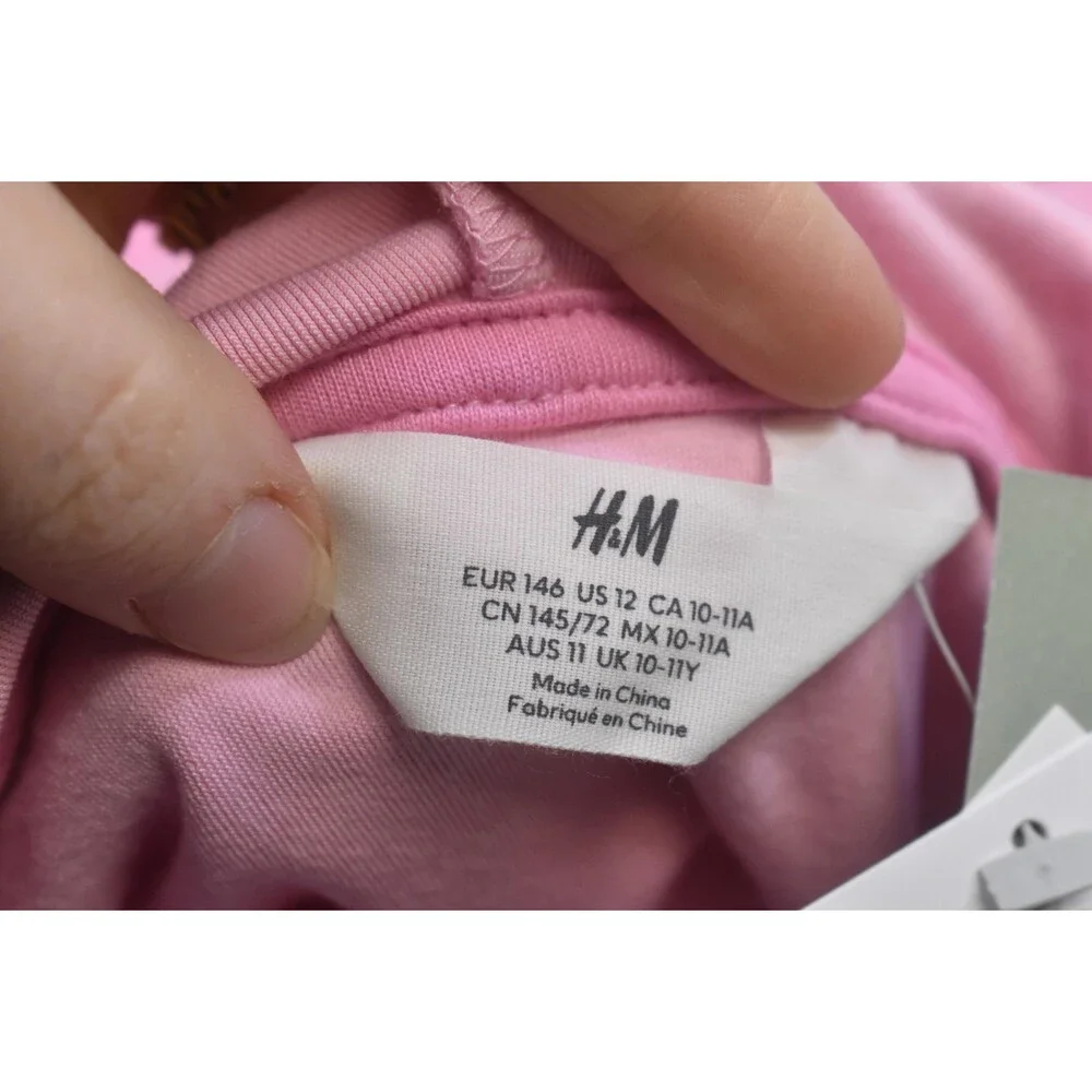 H&M Shorts Set Girls 12 Pink Velour Hoodie Zip Up 2 Piece Lounge Outfit